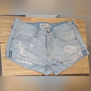 Abercrombie & Fitch Blue Jean Shorts Distressed Frayed Hem